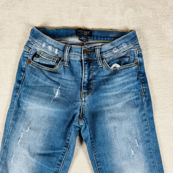 Judy Blue Los Angeles Jeans Women 5/27 Blue‎ Denim Adeline Mid Rise Distressed - Picture 2 of 12